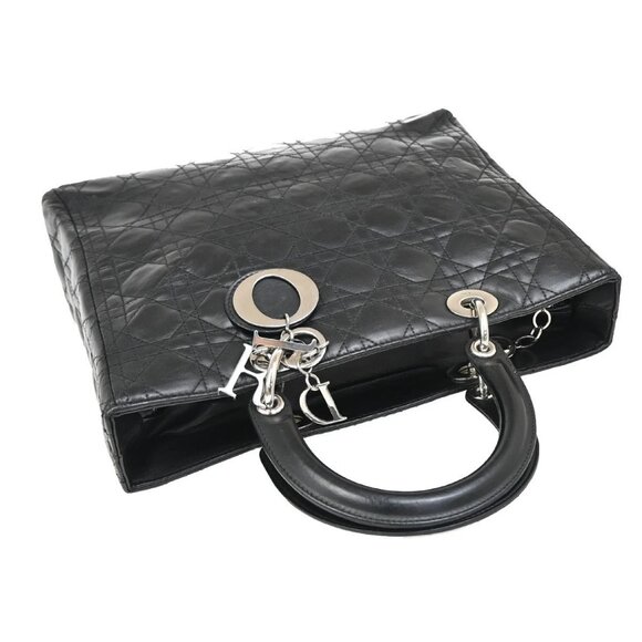 CHRISTIAN DIOR Logo Lady Cannage Shoulder Hand Bag Leather Black SHW 55KB222 - Picture 5 of 16